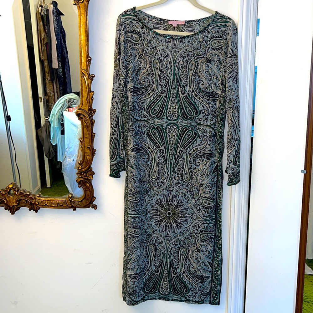 Calypso silk and sequin beach coverup